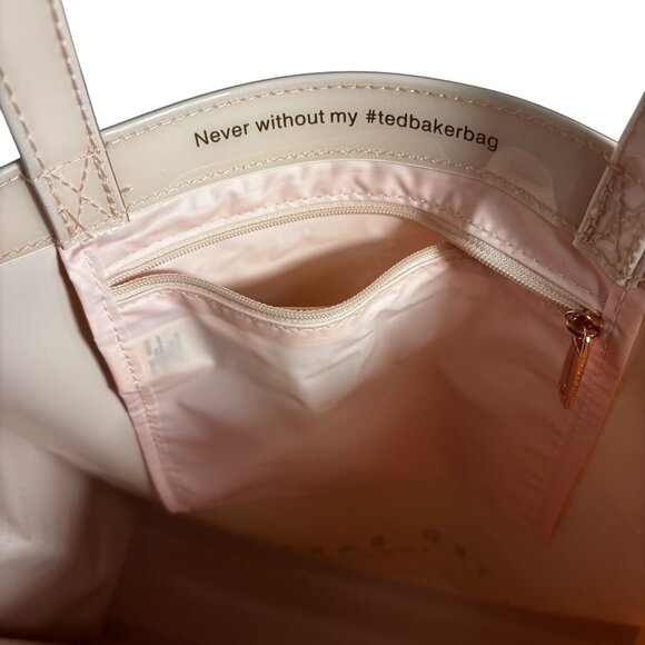 Ted Baker Pale Pink Bow Icon Tote Bag With Inner Zip Pocket & Top Handles - Picture 3 of 8
